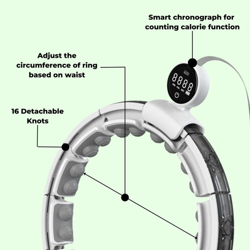 Verpeak Smart Weighted Hula Hoop With Led Counter Display And 16 Detachable Knots (White Black) Vp-Whh-102-Gd