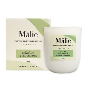 Bergamot & Lemongrass Luxury Soy Candle 185G - Malie