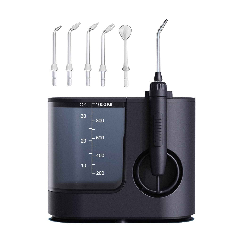 Water Jet Dental Flosser 1000Ml Black - Electric Oral Pressure Irrigator