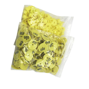 1-100 Cattle Number Ear Tags Set Round Yellow Pig Sheep Goat Livestock Label