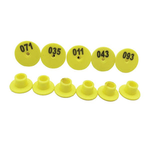 1-100 Cattle Number Ear Tags Set Round Yellow Pig Sheep Goat Livestock Label