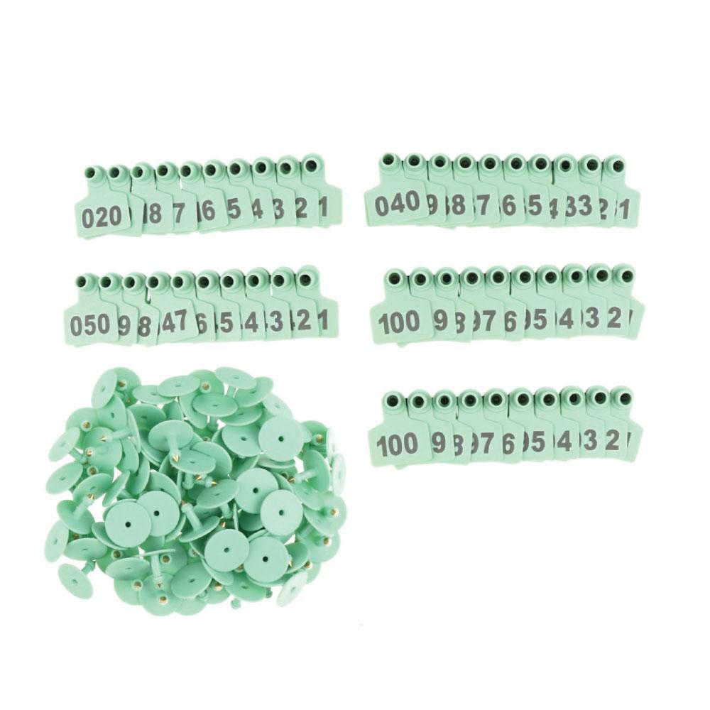 1-100 Cattle Number Ear Tags Set Green Pig Sheep Goat Livestock Label