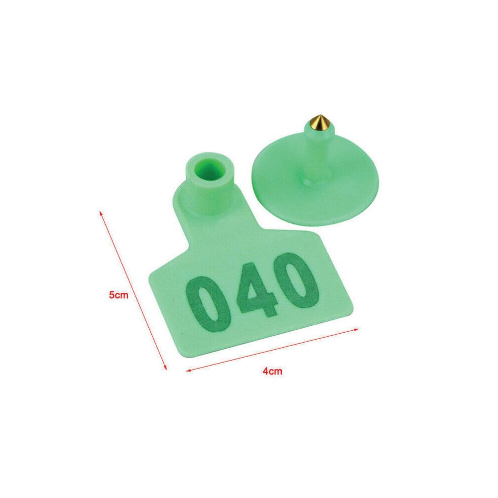 1-100 Cattle Number Ear Tags Set Green Pig Sheep Goat Livestock Label