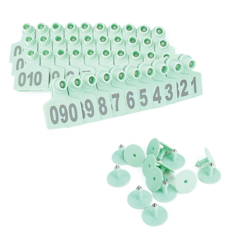 1-100 Cattle Number Ear Tags Set Green Pig Sheep Goat Livestock Label