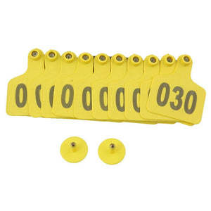 1-100 Cattle Number Ear Tags 5X4cm Set Small Yellow Pig Goat Livestock Label