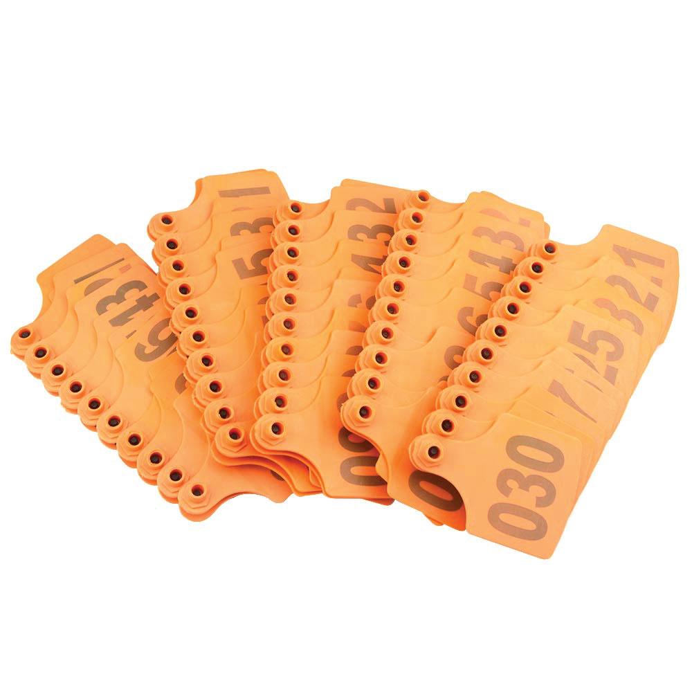 1-100 Cattle Number Ear Tag 6X7cm Set Medium Orange Cow Sheep Livestock Label