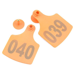 1-100 Cattle Number Ear Tag 6X7cm Set Medium Orange Cow Sheep Livestock Label