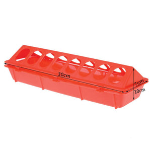 30Cm Long Poultry Feeder Feeding Trough Chicken Red Plastic Flip Top Container