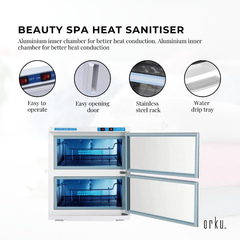 32L White Uv Electric Towel Warmer Steriliser Cabinet Beauty Spa Heat Sanitiser