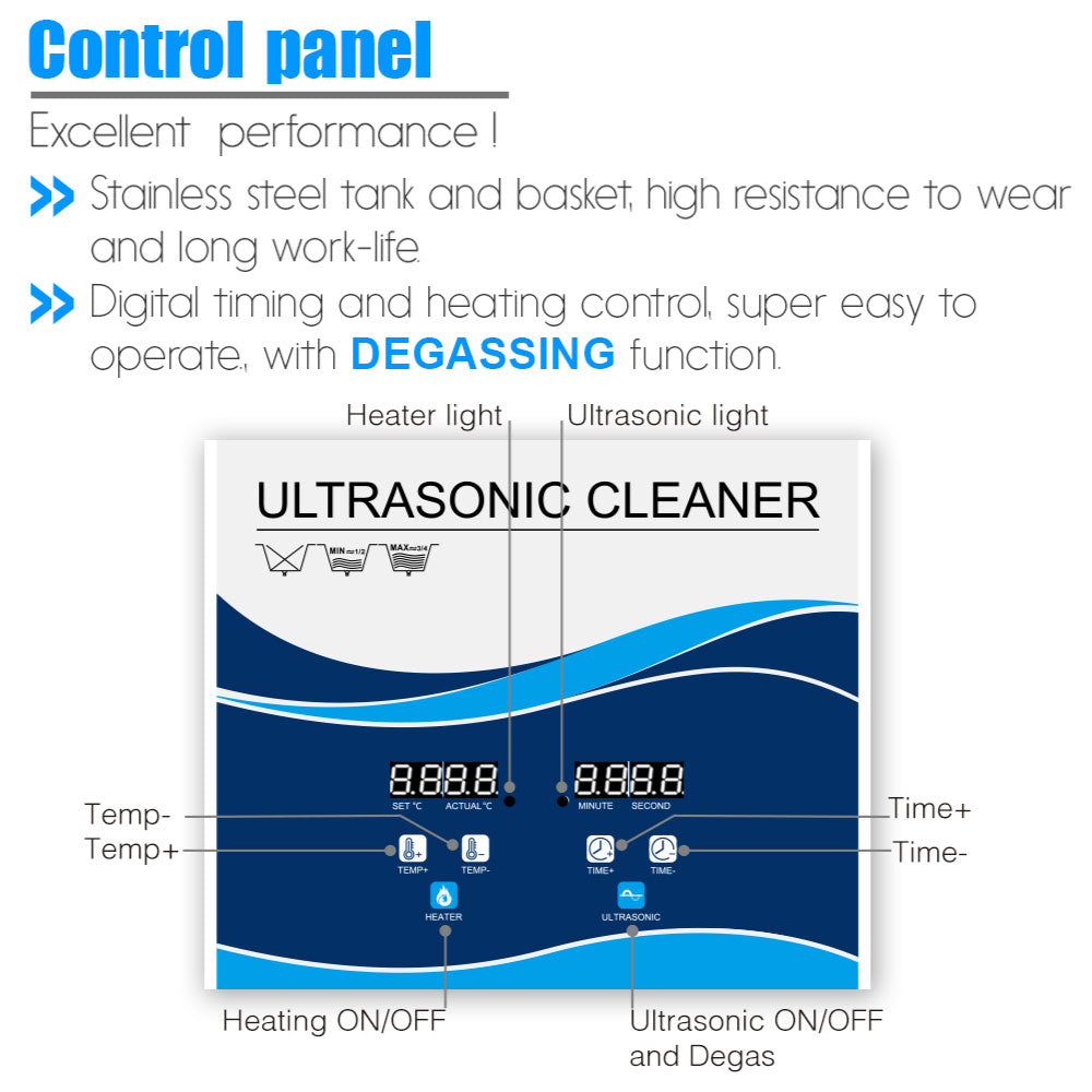 30L Digital Ultrasonic Cleaner Jewelry Sonic Bath Degas Parts Cleaning