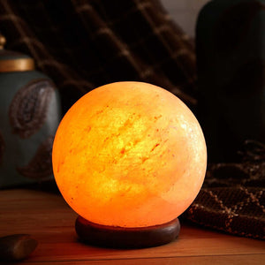 12V 12W 5" Ball Himalayan Pink Salt Lamp Carved Rock Crystal Light Bulb On/Off