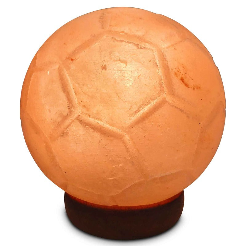 12V 12W Soccer Himalayan Pink Salt Lamp Carved Ball Rock Crystal Light Bulb On/Off