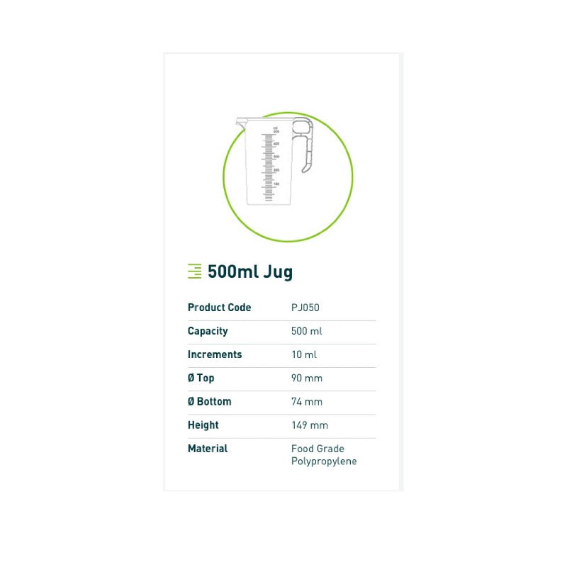 Kitchee 500Ml Measuring Jug Heavy Duty Clear Plastic Propylene Bpa Food Grade Pro-Jug