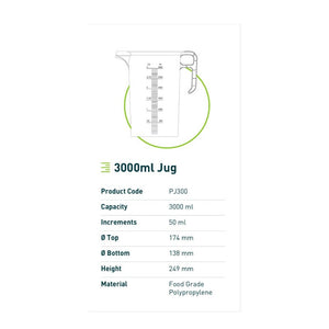 3L Measuring Jug Heavy Duty Clear Plastic Propylene Food Grade Bpa 5 Pro-Jug