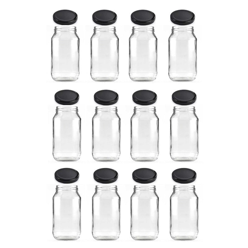 12X 750Ml Flint Glass Jars + Twist Lids - Round Food Storage Preserving