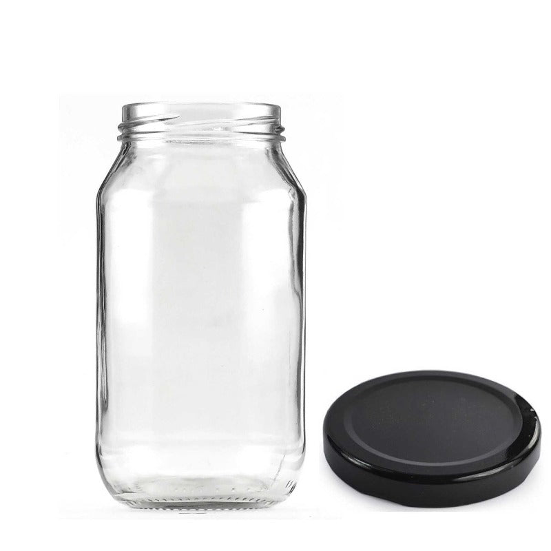 12X 750Ml Flint Glass Jars + Twist Lids - Round Food Storage Preserving