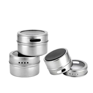 150G Magnetic Spice Jar Stainless Steel Tins - Herb Seasoning Storage Container