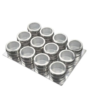 12 Magnetic Spice Jar Tins And Steel Plate - 150G Seasoning Storage Containers