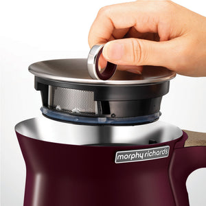 Morphy Richards 1.5L Aspect Kettle - Maroon With Cork-Effect Trim