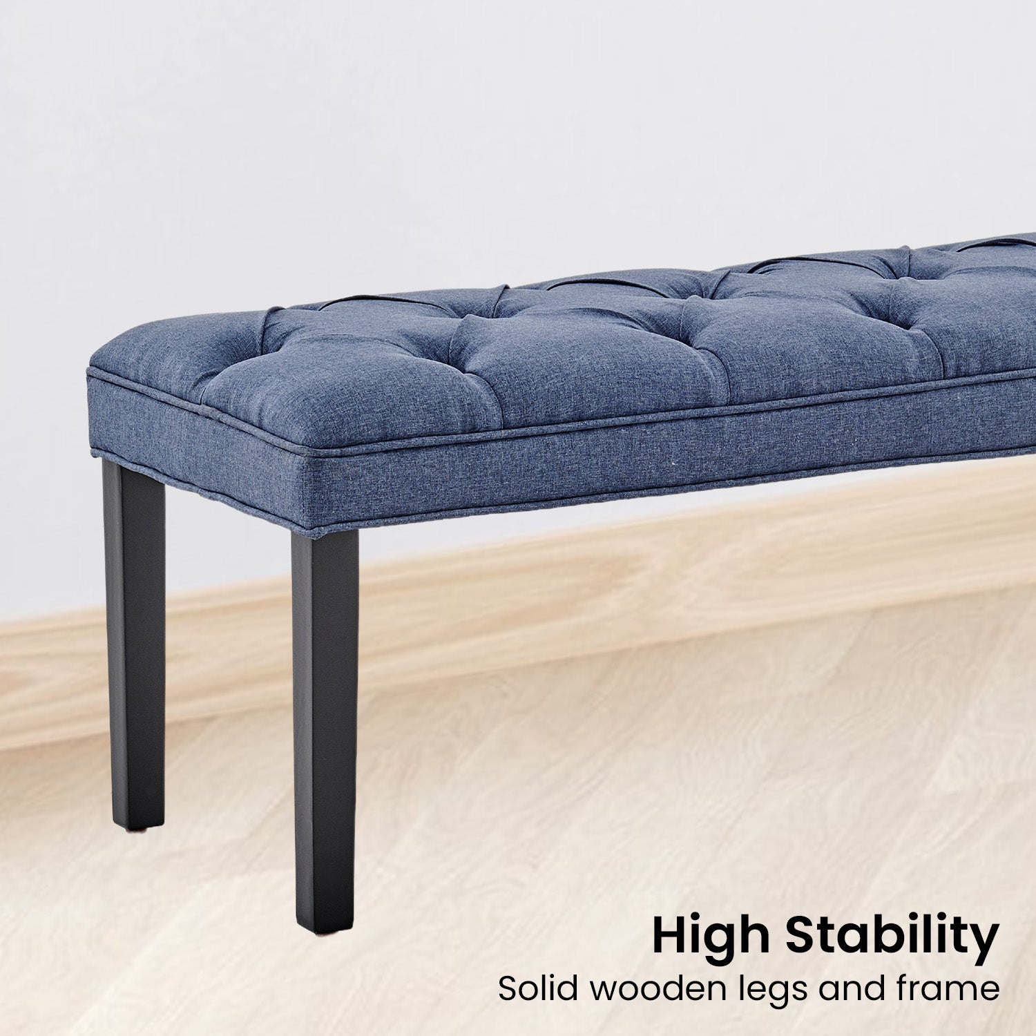 Sarantino Cate Button-Tufted Upholstered Bench With Tapered Legs By Blue Linen