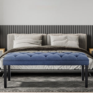 Sarantino Cate Button-Tufted Upholstered Bench With Tapered Legs By Blue Linen