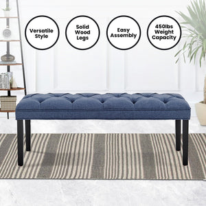 Sarantino Cate Button-Tufted Upholstered Bench With Tapered Legs By Blue Linen