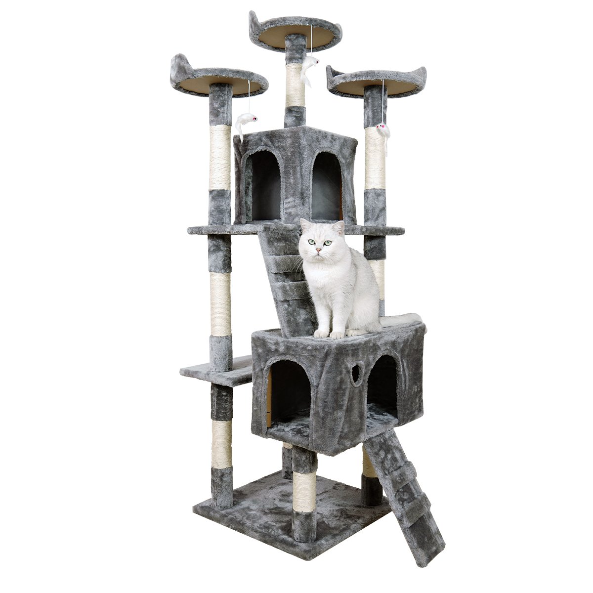 Furtastic 170Cm Cat Tree Scratching Post - Silver Grey