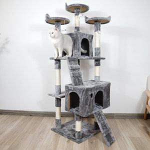 Furtastic 170Cm Cat Tree Scratching Post - Silver Grey