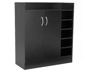 Sarantino New 21 Pairs Shoe Cabinet Rack Storage Organiser Shelf Doors Cupboard Black