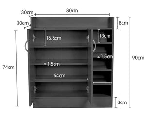 Sarantino New 21 Pairs Shoe Cabinet Rack Storage Organiser Shelf Doors Cupboard Black