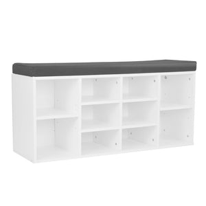 Sarantino Shoe Rack Cabinet Organiser Grey Cushion Sttol Bench Ottoman - 104 X 30 45 White