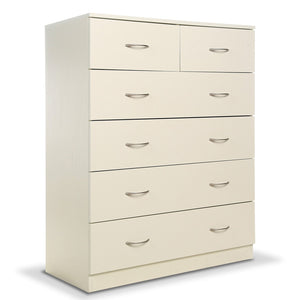 Sarantino Tallboy Dresser 6 Chest Of Drawers Cabinet 85 X 39.5 105 - White