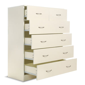 Sarantino Tallboy Dresser 6 Chest Of Drawers Cabinet 85 X 39.5 105 - White