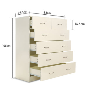 Sarantino Tallboy Dresser 6 Chest Of Drawers Cabinet 85 X 39.5 105 - White