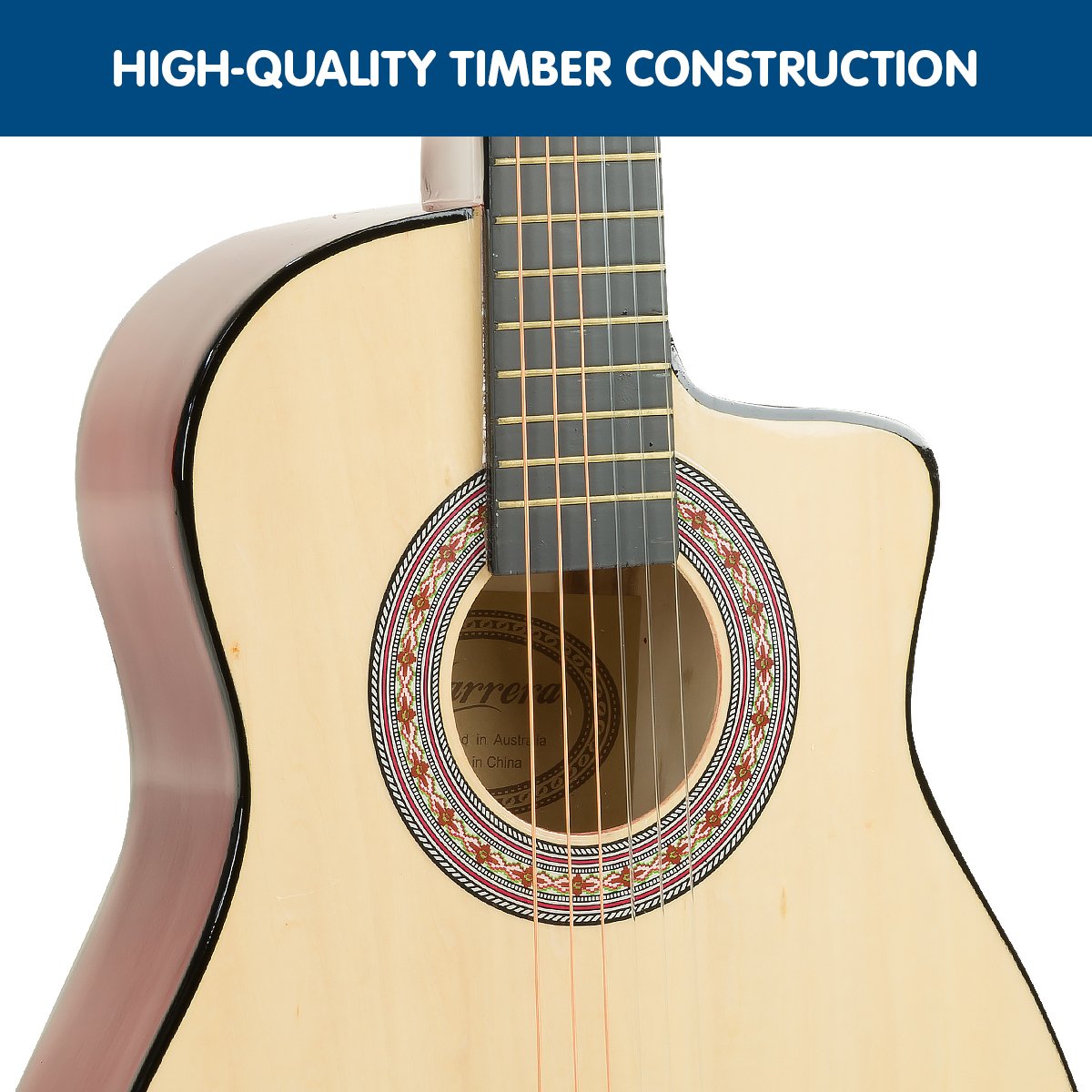 Karrera 38In Pro Cutaway Acoustic Guitar With Bag - Natural