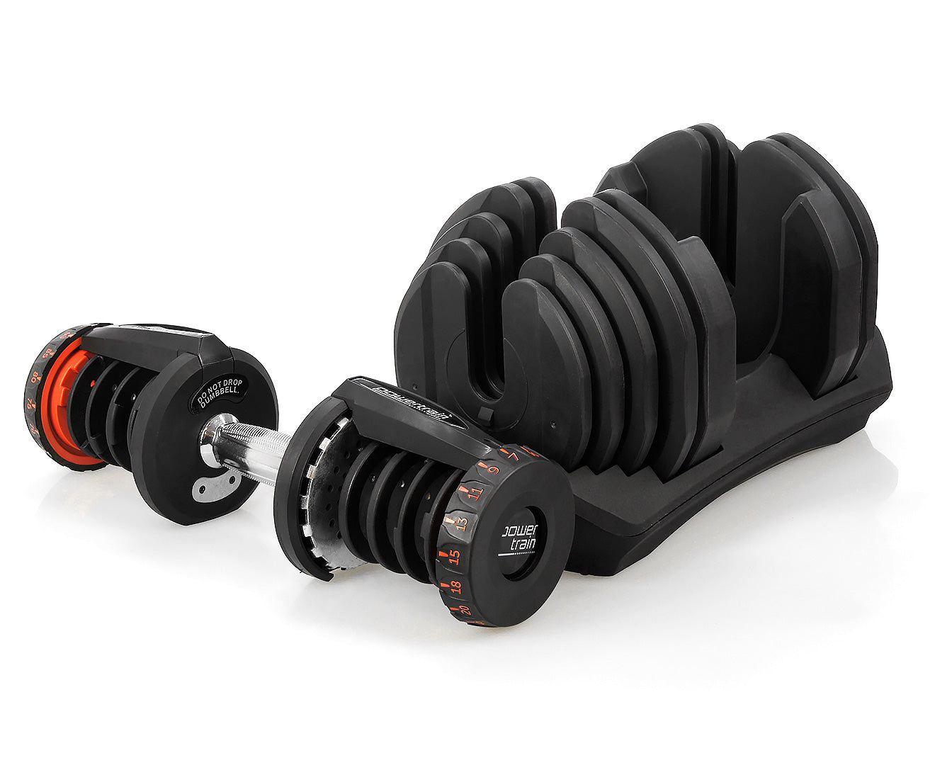 Powertrain 2X 40Kg Adjustable Dumbbells With Stand