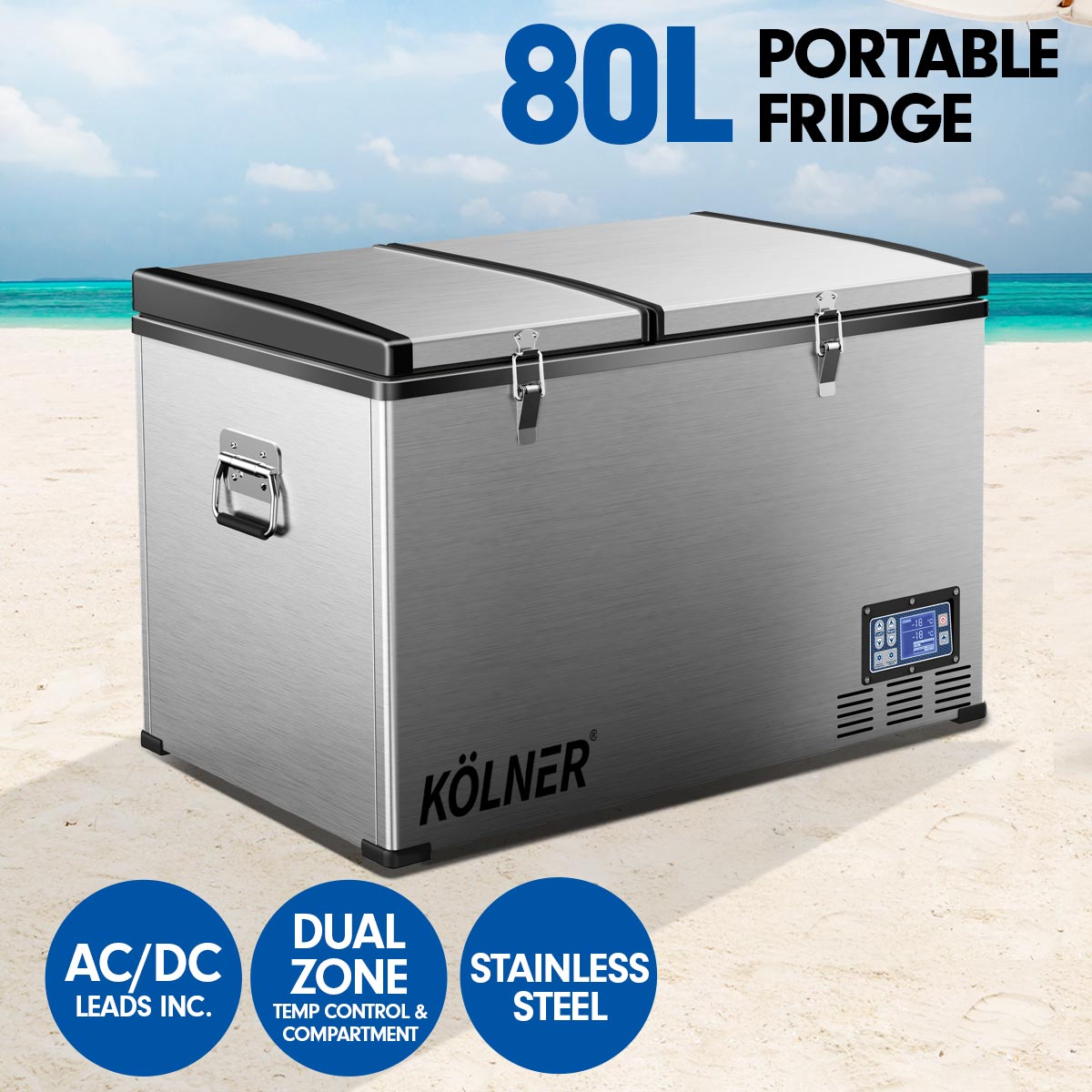 Kolner 80L Portable Fridge Cooler Freezer Camping Car Travel Refrigerator