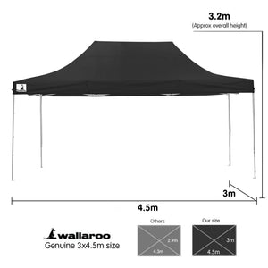 Wallaroo Gazebo Tent Marquee 3X4.5M Popup Outdoor Black