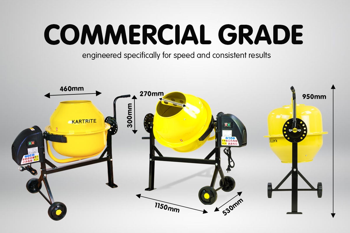 Kartrite Cement Concrete Mixer 63L Sand Gravel Portable 220W