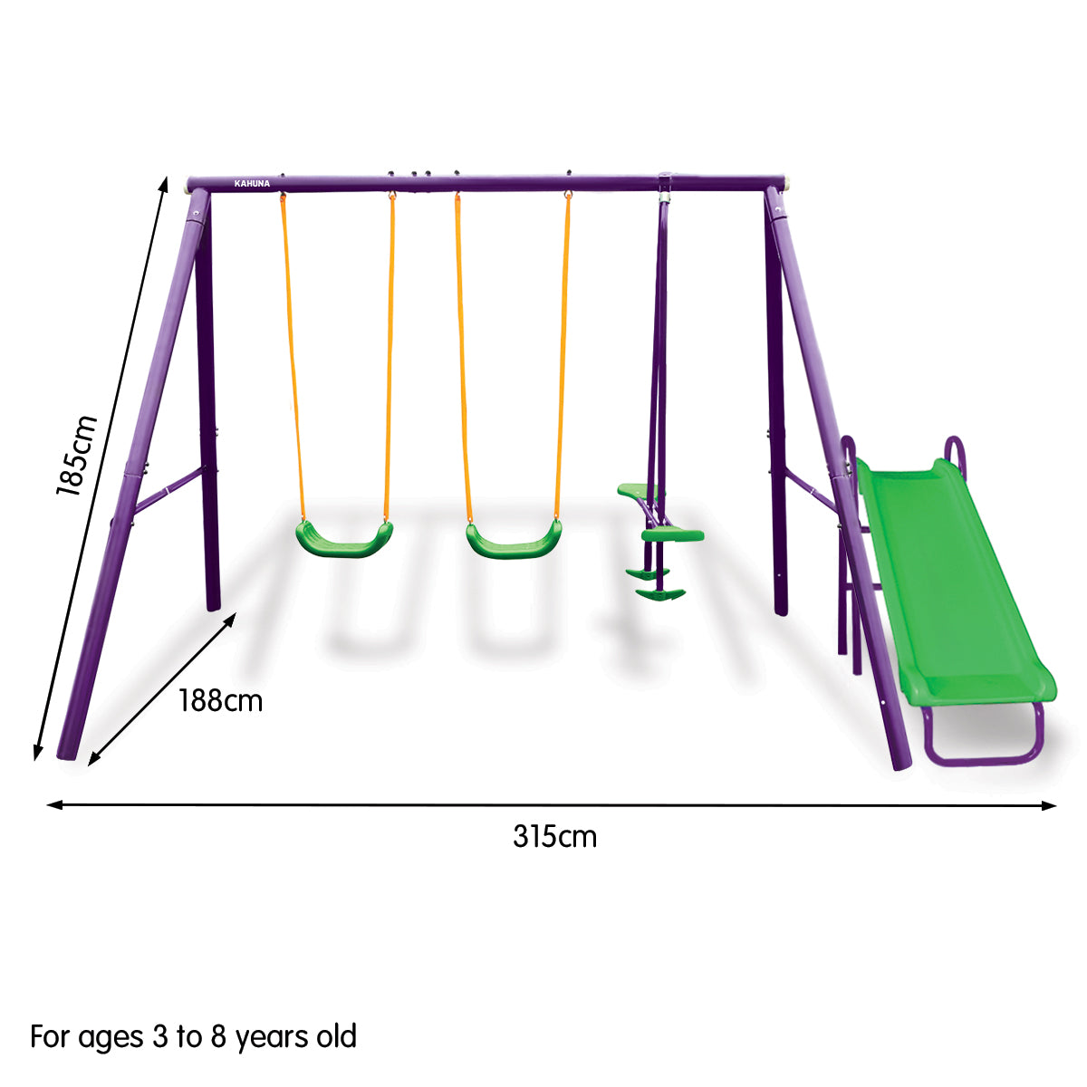 Kahuna Kids 4-Seater Swing Set With Slide Purple Green