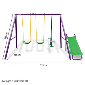 Kahuna Kids 4-Seater Swing Set With Slide Purple Green