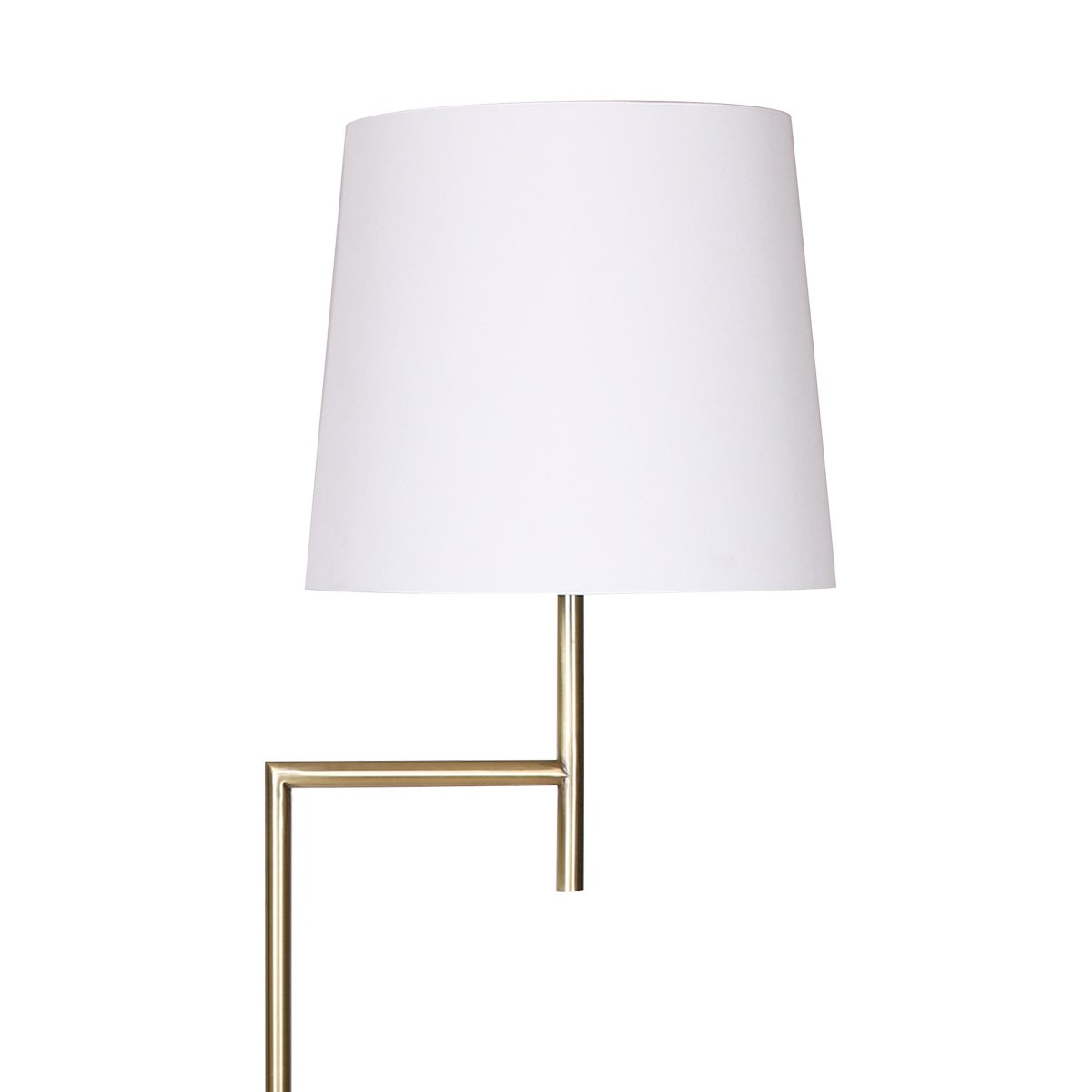 Sarantino Metal Floor Lamp In Antique Brass Finish With Cream Linen Fabric Shade