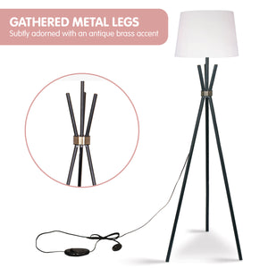 Sarantino Tripod Floor Lamp In Metal And Antique Brass