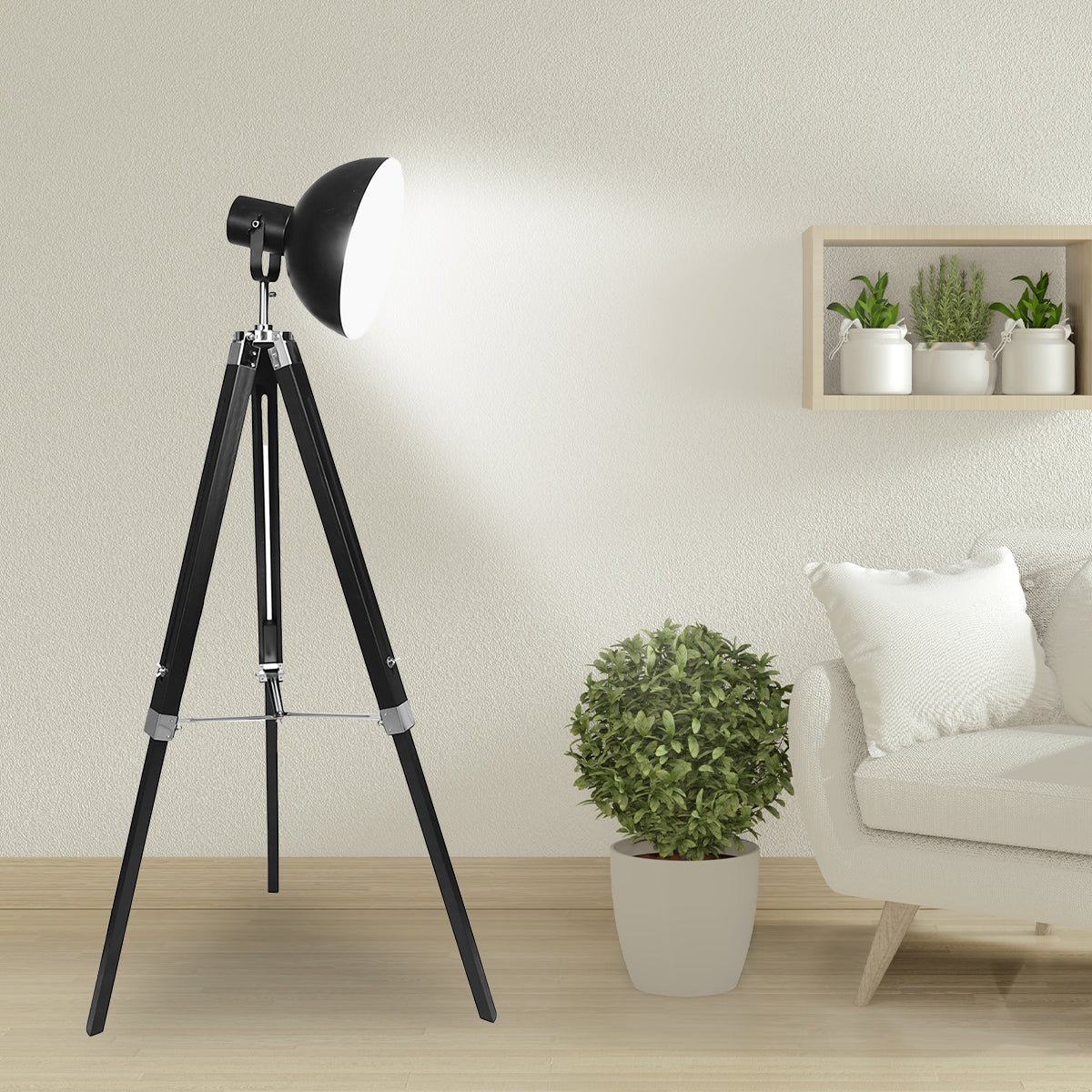 Sarantino Tripod Floor Spot Lamp Reading Adjustable Height Metal Black