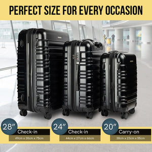 Olympus Noctis 3Pc Luggage Set Hard Shell Abs+Pc - Stygian Black