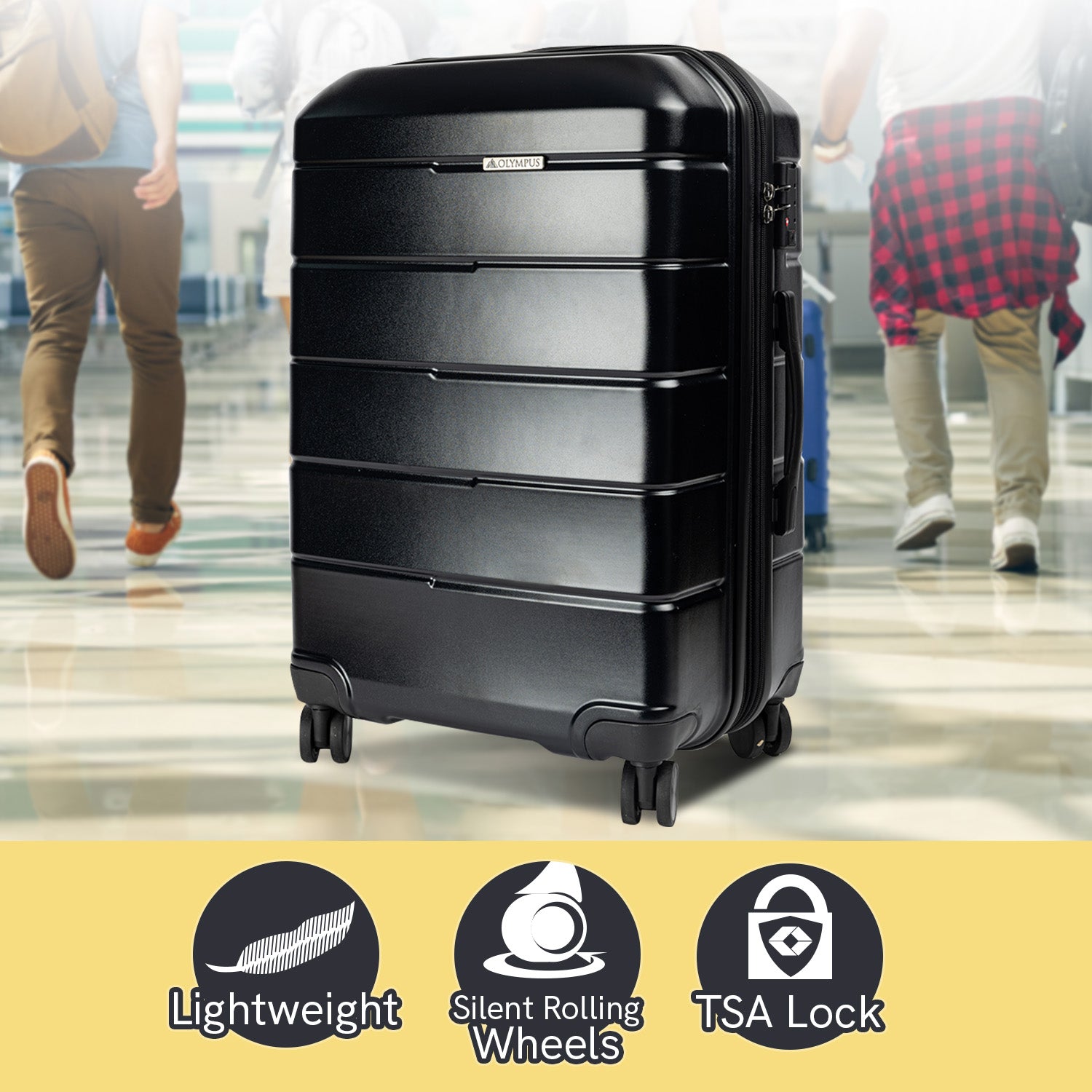 Olympus Artemis 20In Hard Shell Suitcase Abs+Pc Jet Black