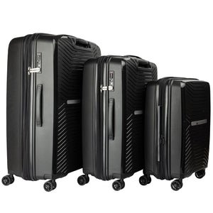 Olympus 3Pc Astra Luggage Set Hard Shell Suitcase - Obsidian Black