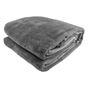 Laura Hill Double-Sided Large 220 X 240Cm Faux Mink Throw Rug Blanket 800-Gsm Heavy Silver