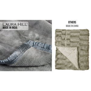 Laura Hill Double-Sided Large 220 X 240Cm Faux Mink Throw Rug Blanket 800-Gsm Heavy Silver