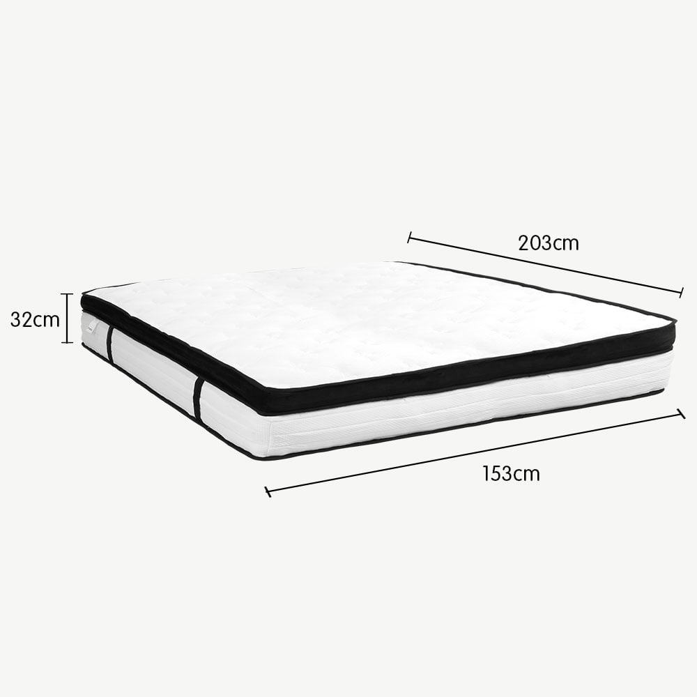 Laura Hill Queen Mattress Bed Size Euro Top 5 Zone Spring Foam 32Cm Bedding Pocket